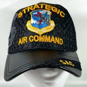 Air Force SAC Strategic Air Command Black Cap Embroidered Textured Glossy Hat